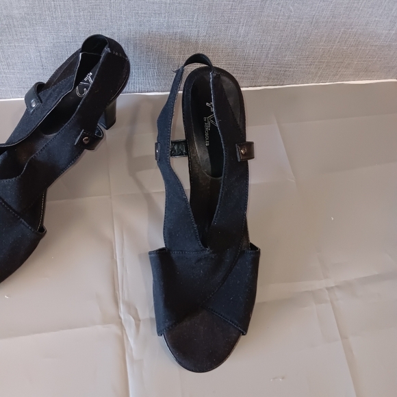 A2 AEROSOLES Women's Heels Strappy Open Toe 3" Pumps Shoes Size 11 Black Stretch - Picture 3 of 10